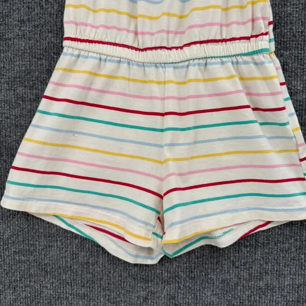 Old Navy Girls Rainbow Stripe Romper Size 5 XS Peasant Jersey Knit 100% Cotton